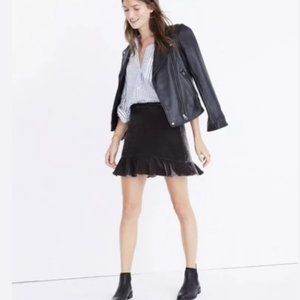👉Madewell Ruffle Edge Gray Velvet Skirt 10